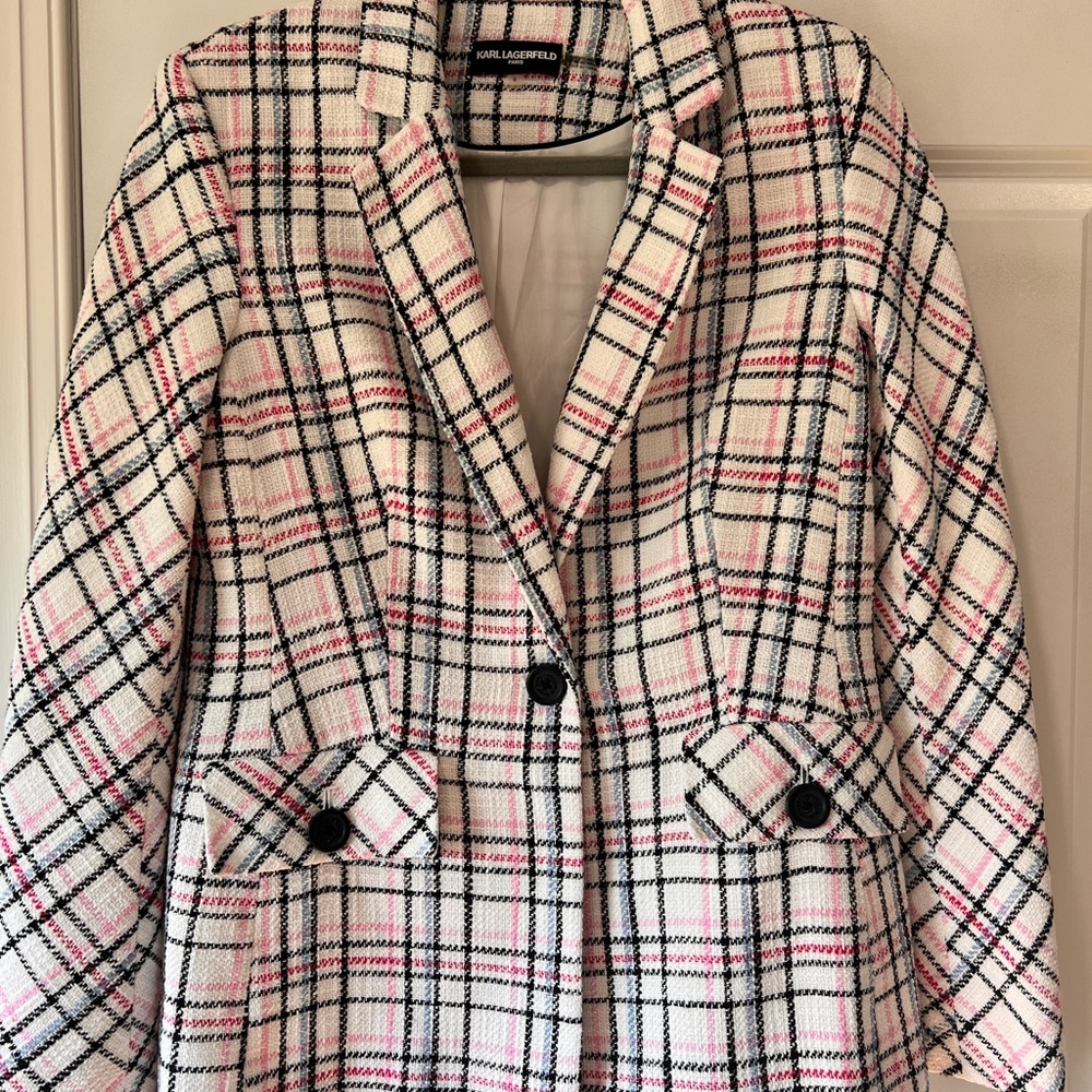 Karl Lagerfeld Women's Blazer - Pink, Black, and White